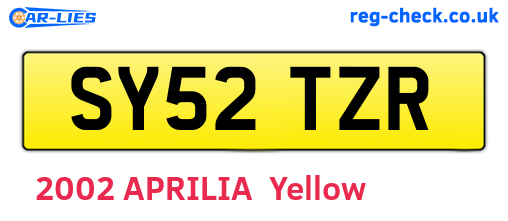 SY52TZR are the vehicle registration plates.