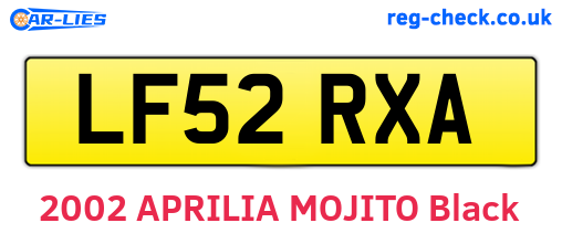LF52RXA are the vehicle registration plates.