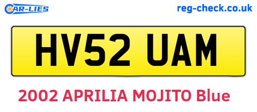 HV52UAM are the vehicle registration plates.