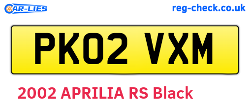 PK02VXM are the vehicle registration plates.