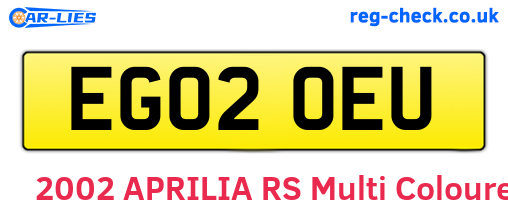 EG02OEU are the vehicle registration plates.