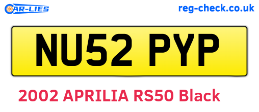 NU52PYP are the vehicle registration plates.