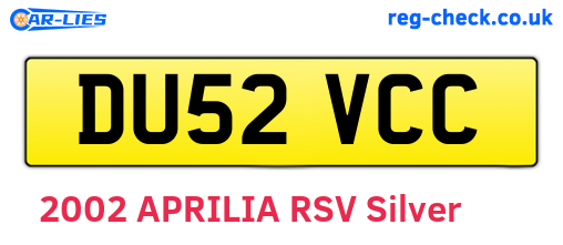 DU52VCC are the vehicle registration plates.