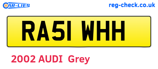 RA51WHH are the vehicle registration plates.