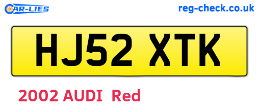 HJ52XTK are the vehicle registration plates.