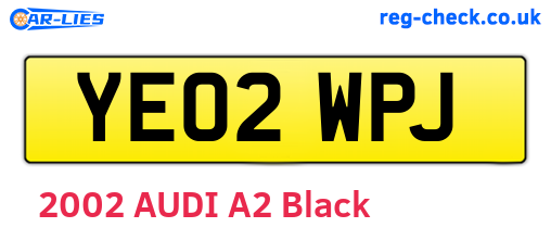 YE02WPJ are the vehicle registration plates.