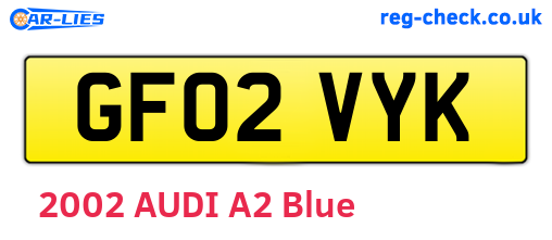 GF02VYK are the vehicle registration plates.