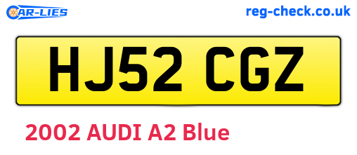 HJ52CGZ are the vehicle registration plates.