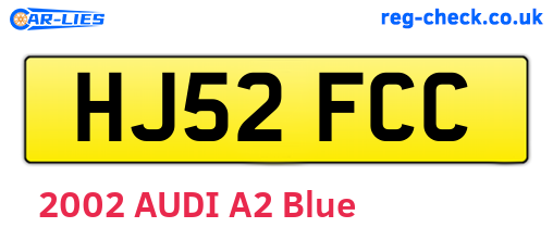 HJ52FCC are the vehicle registration plates.
