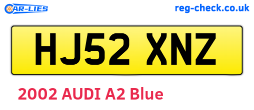 HJ52XNZ are the vehicle registration plates.