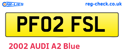 PF02FSL are the vehicle registration plates.