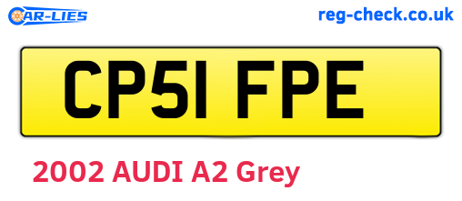 CP51FPE are the vehicle registration plates.