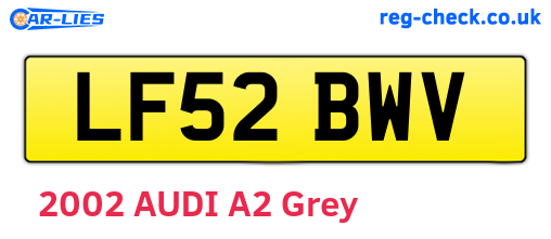LF52BWV are the vehicle registration plates.