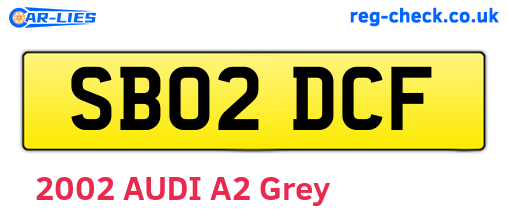 SB02DCF are the vehicle registration plates.