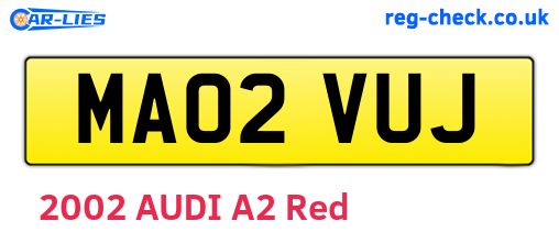 MA02VUJ are the vehicle registration plates.