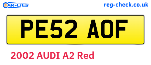 PE52AOF are the vehicle registration plates.