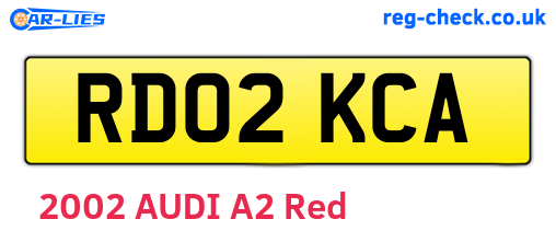 RD02KCA are the vehicle registration plates.