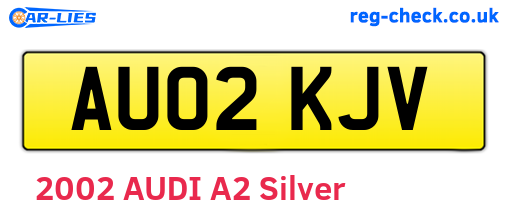AU02KJV are the vehicle registration plates.