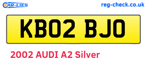 KB02BJO are the vehicle registration plates.
