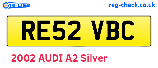 RE52VBC are the vehicle registration plates.