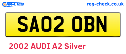 SA02OBN are the vehicle registration plates.