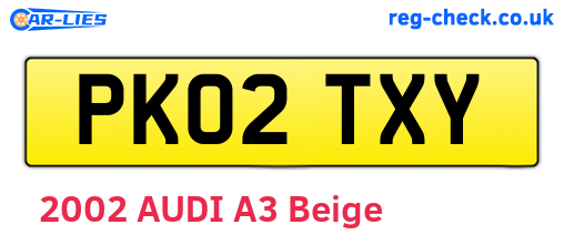 PK02TXY are the vehicle registration plates.