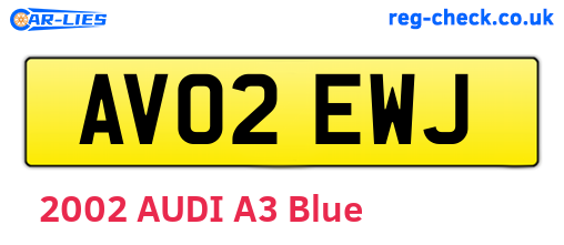 AV02EWJ are the vehicle registration plates.