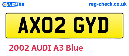 AX02GYD are the vehicle registration plates.