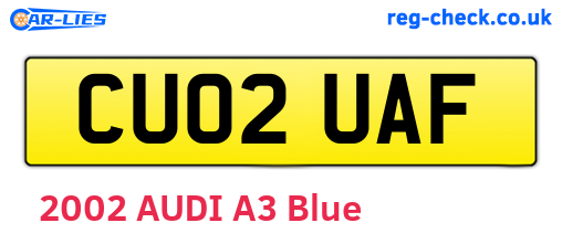 CU02UAF are the vehicle registration plates.
