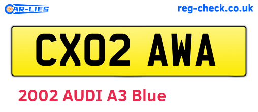 CX02AWA are the vehicle registration plates.