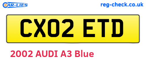 CX02ETD are the vehicle registration plates.