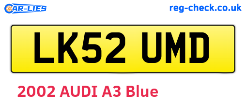 LK52UMD are the vehicle registration plates.
