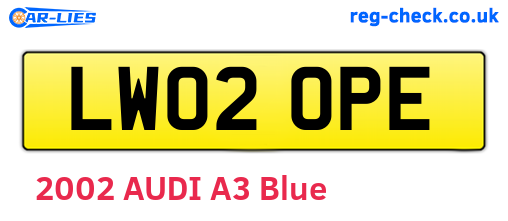 LW02OPE are the vehicle registration plates.