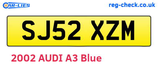 SJ52XZM are the vehicle registration plates.