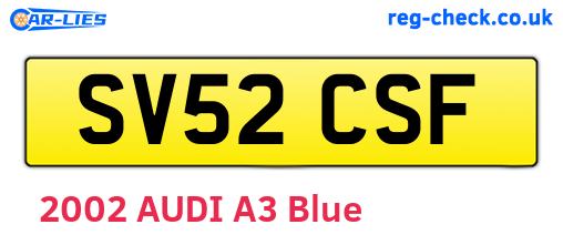 SV52CSF are the vehicle registration plates.