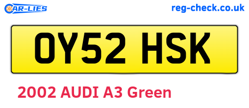 OY52HSK are the vehicle registration plates.