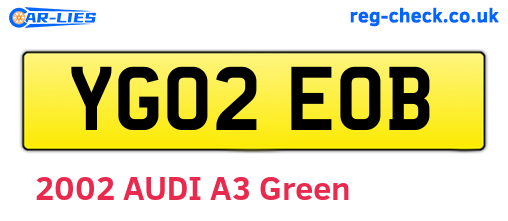 YG02EOB are the vehicle registration plates.