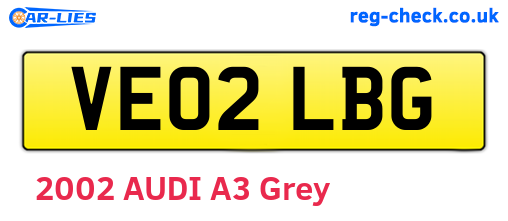 VE02LBG are the vehicle registration plates.