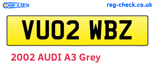 VU02WBZ are the vehicle registration plates.