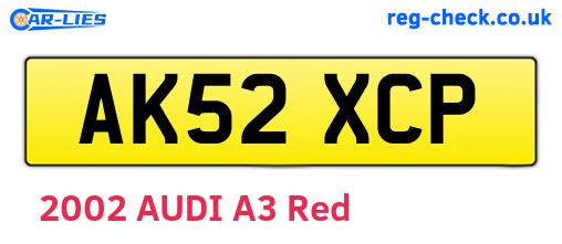 AK52XCP are the vehicle registration plates.