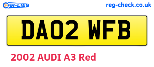 DA02WFB are the vehicle registration plates.