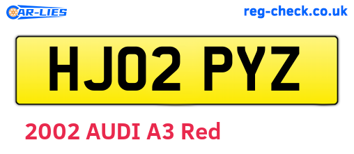HJ02PYZ are the vehicle registration plates.