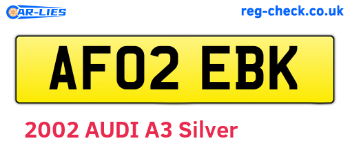AF02EBK are the vehicle registration plates.