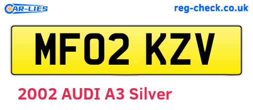 MF02KZV are the vehicle registration plates.