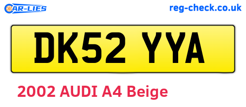 DK52YYA are the vehicle registration plates.