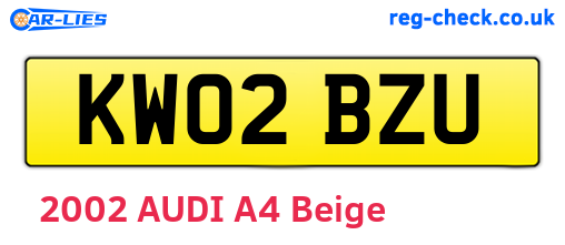 KW02BZU are the vehicle registration plates.