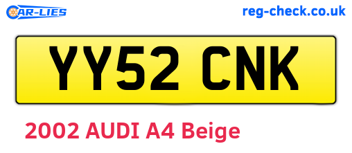 YY52CNK are the vehicle registration plates.