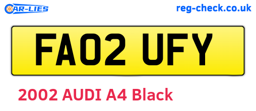 FA02UFY are the vehicle registration plates.