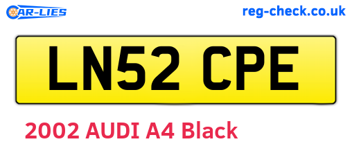 LN52CPE are the vehicle registration plates.