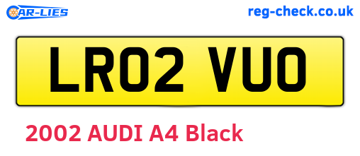 LR02VUO are the vehicle registration plates.